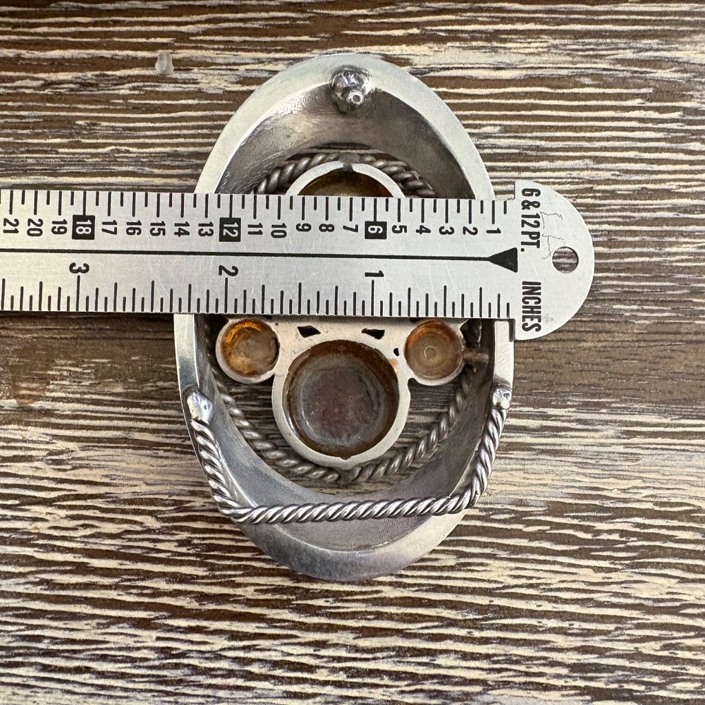 Vintage custom belt buckle featuring Buffalo nickels and brass bullet casings - Picture 15 of 16